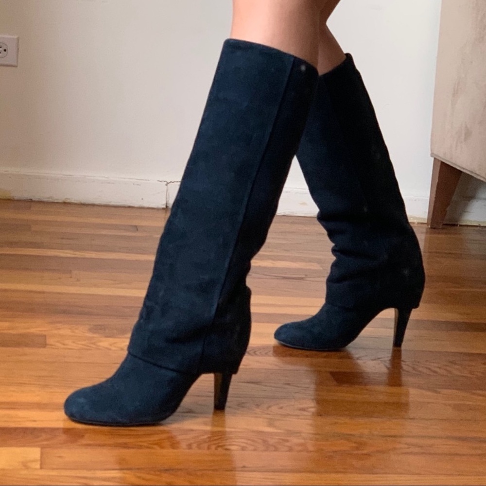 Ash ONO Black Suede Leather Knee-length Round Toe Heel Boots Euro 36.5 US Sz 6